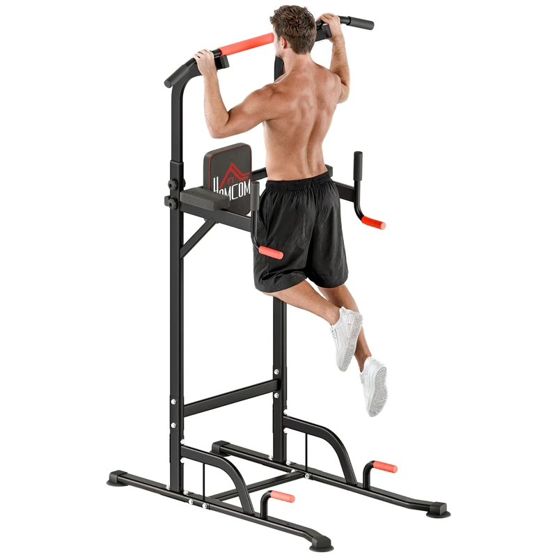 HOMCOM Power Tower Station with Dip Stand, Pull Up Bar Home Office Gym Training Workout Equipment