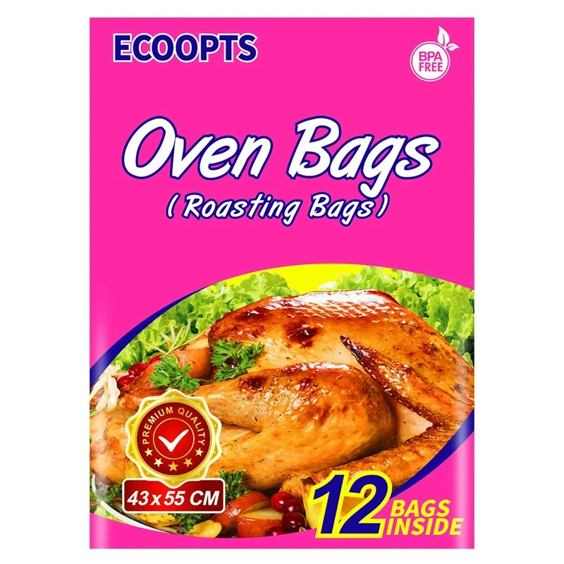 ECOOPTS Oven Bags Large Turkey Size Oven Cooking Roasting Bags for Turkey Chicken Meat Ham Seafood Vegetable (21.6×23.6 in/Bag） (430 x 550mm)