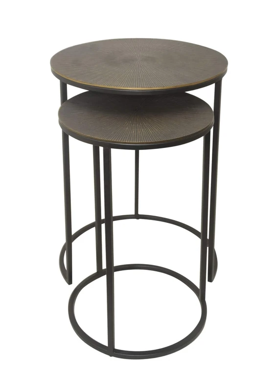 Aspect Hiba Round Nest of 2 Table,Antique Bronze/Black