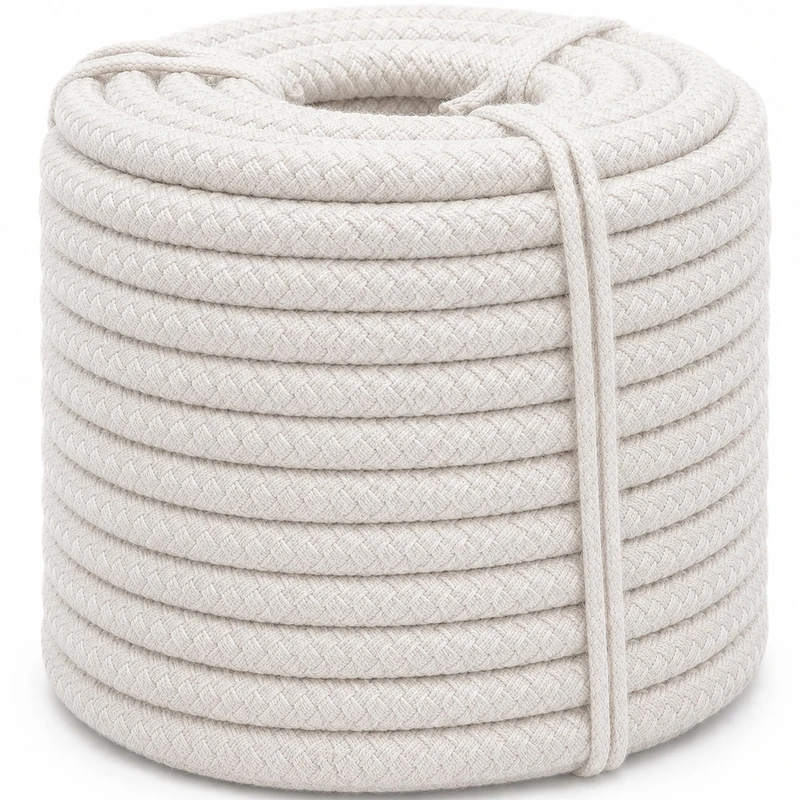 YUZENET Braided White Cotton Rope (1/2 inch x 100 ft) Natural Soft Utility Rope