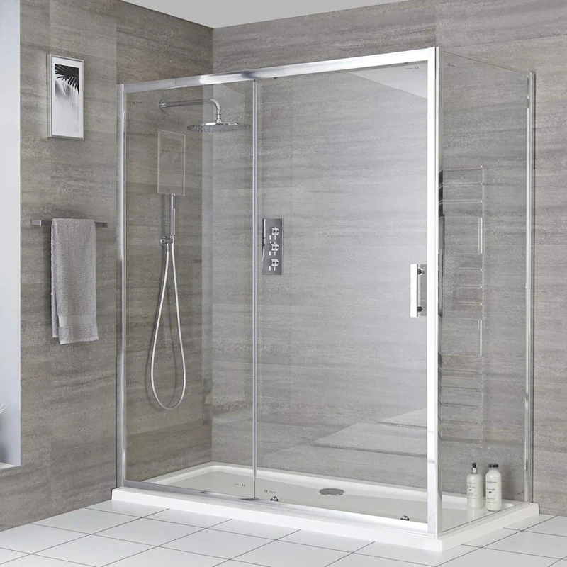 Milano Portland 1200mm Chrome Sliding Shower Enclosure Door 900mm Side Panel