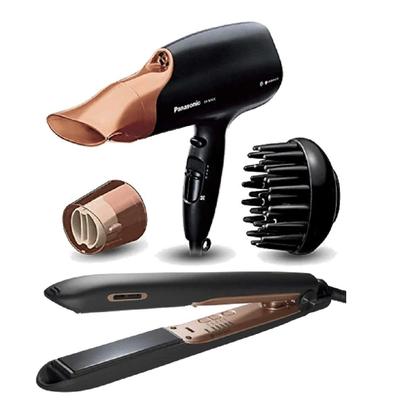 Panasonic EH-HS99 Nanoe Hair Straightener for Improved Shine and Minimised Damage With EH-NA65CN Rose Gold Nanoe Hair Dryer for Visibly Improved Shine - Image 1