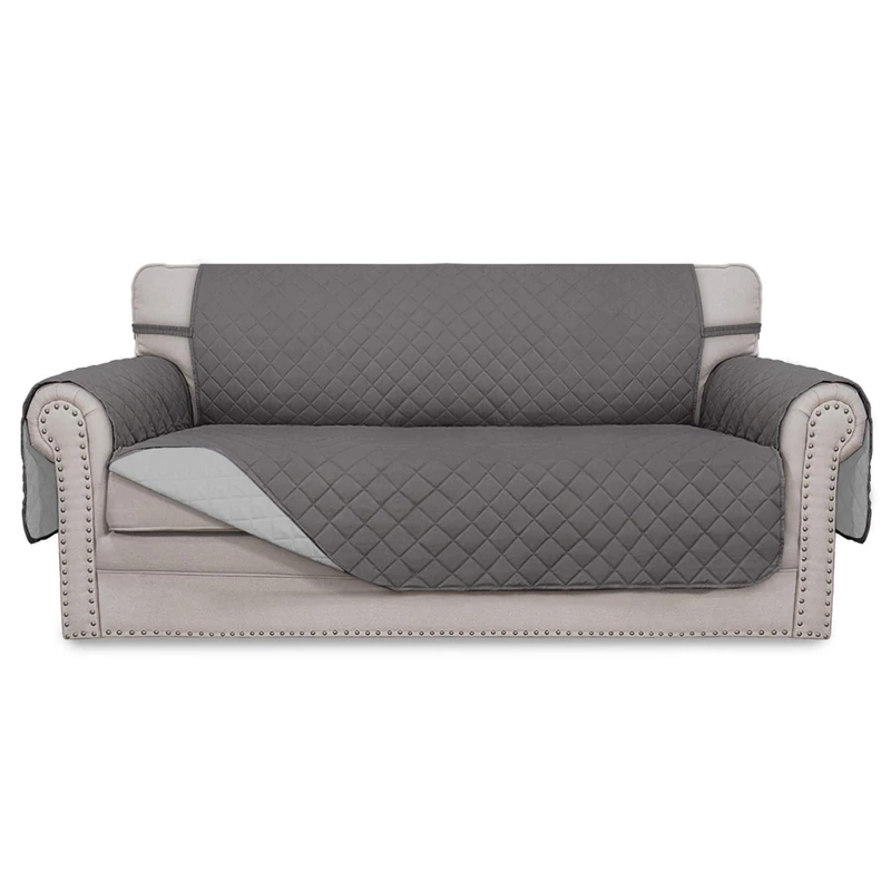 Easy-Going Sofa Slipcover Reversible Loveseat Sofa Cover Couch Cover for 2 Cushion Couch Furniture Protector with Elastic Straps for Pets Kids Dog Cat (Oversized Loveseat, Gray/Light Gray)