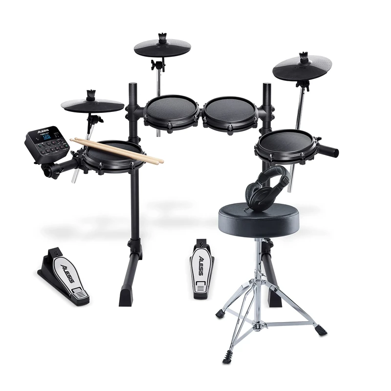Alesis Drums Turbo Mesh Kit Bundle – Complete Electric Drum Kit with Mesh Pads, Sticks, Stool and Headphones