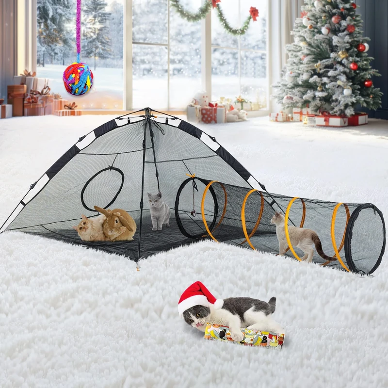 ITENT Cat Tent for Indoor and Outdoor Cat Enclosures(Outdoor, Tunnel, and Playhouse) Cat Playpen X-Large Portable Cat Tunnel Play Tents for Cats Rabbits and Small Animals…