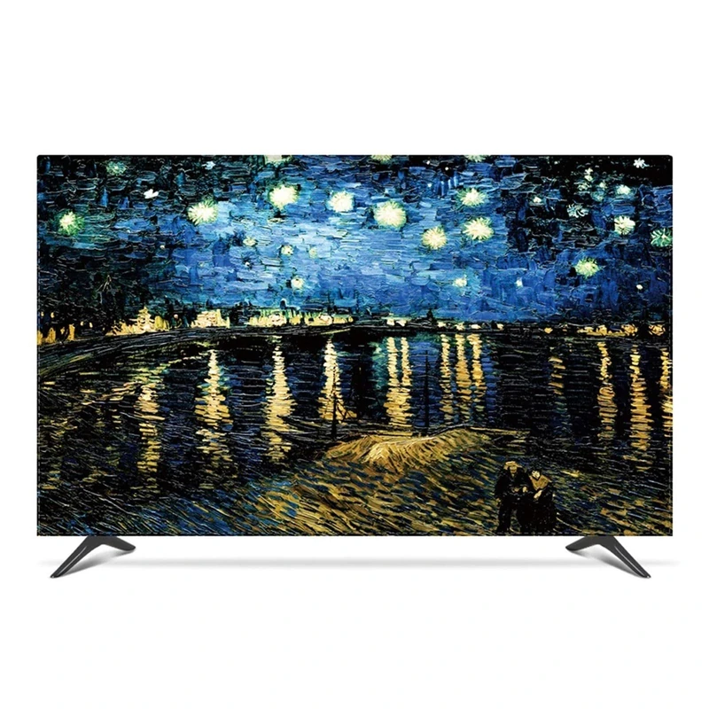 NAKAN Universal TV Dust Cover 22-80 Inch Polyester Fabric Smooth Screen Protector for LCD LED Plasma Television Art Printing Decor for Flat Curved TV(Color:NIGHT,Size:80in)