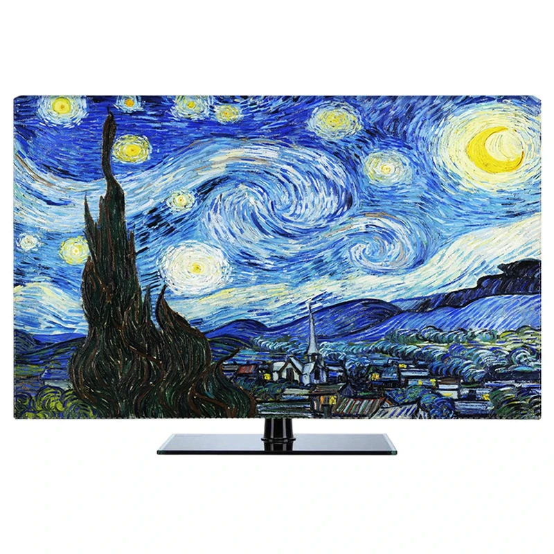 NAKAN Universal TV Dust Cover 22-80 Inch Polyester Fabric Smooth Screen Protector for LCD LED Plasma Television Art Printing Decor for Flat Curved TV(Color:BLUE,Size:80in)
