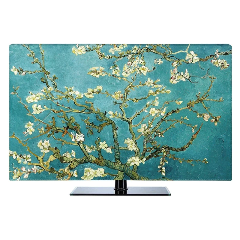 NAKAN Universal TV Dust Cover 22-80 Inch Polyester Fabric Smooth Screen Protector for LCD LED Plasma Television Art Printing Decor for Flat Curved TV(Color:TREE,Size:80in)