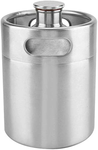 Namvo 2L Mini Keg Style Stainless Steel Beer Homebrew Barrel with Spiral Cover Lid - Portable Craft Barrel for Home and Hotel Use