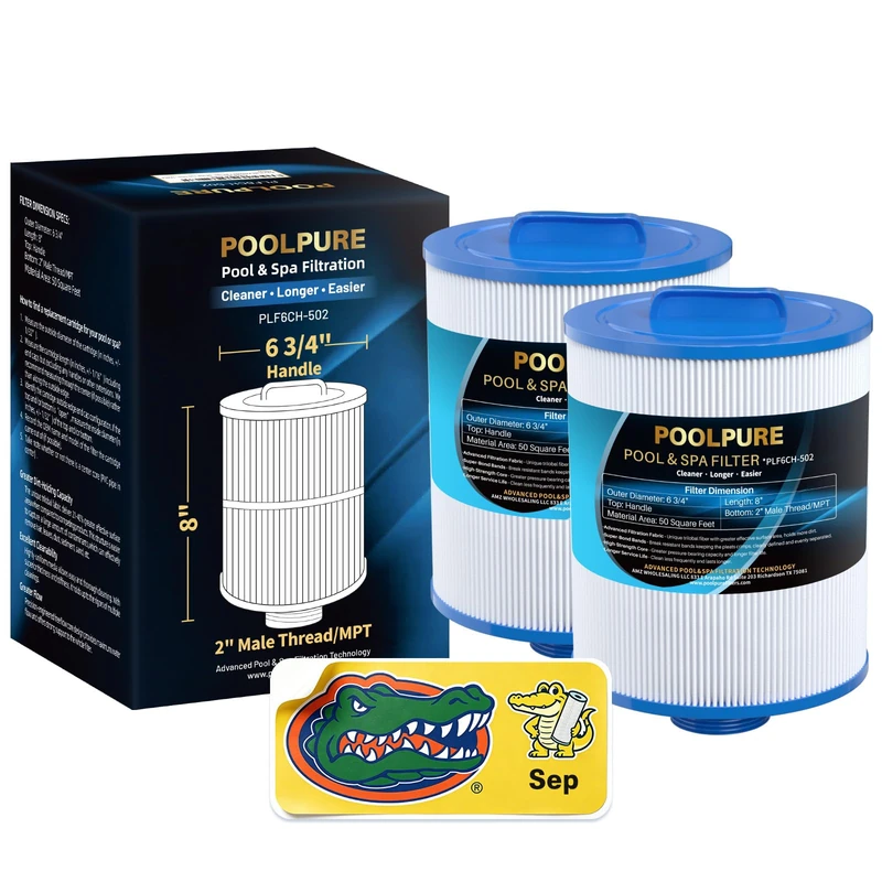 POOLPURE Replacement Spa Filter for PAS50SV-F2M, Unicel 6CH-502, Filbur FC-0311, Philter 60506, Excel Filters XLS-604, Baleen AK-90161, Magnum AR50, Master Deluxe M60506 Hot Tub Filter, Pack of 2