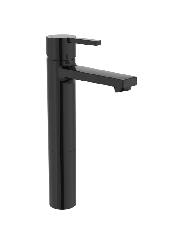 Single-Lever Basin Mixer Tap with High Spout, Smooth Body, Naia Series, 17 x 14 x 17 cm, Titanium Black (Reference: A5A3B96CN0)