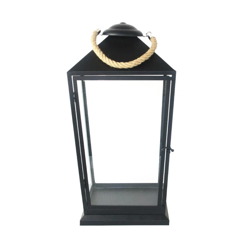 Lantern Black with Rope, Large