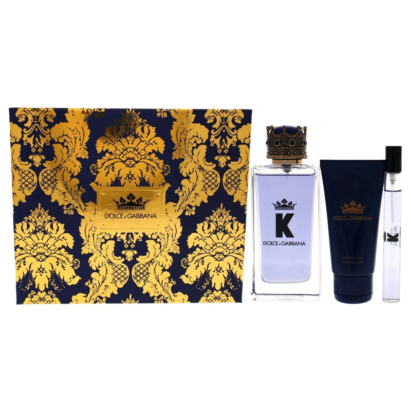 Dolce & Gabbana 3-Piece K Gift Set for Men, 100ml EDT, 50ml Shower Gel, 10ml Mini Spray