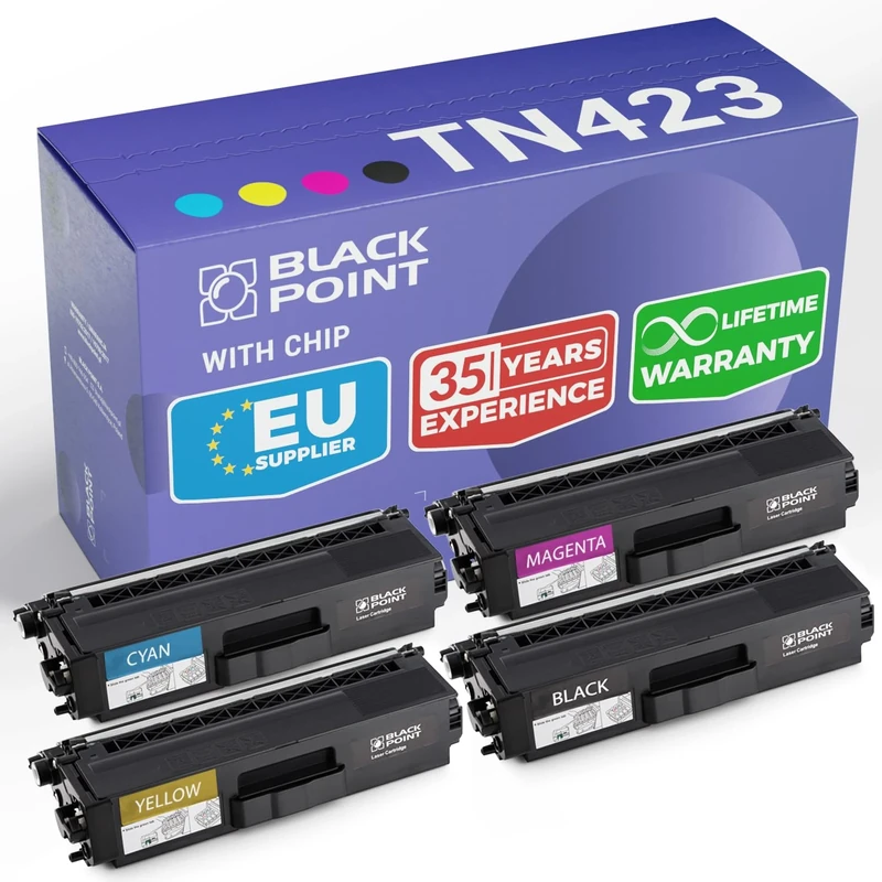 BLACK POINT Premium-Toner 4er Set Compatible with TN423 TN421 TN-423BK TN-423C TN-423M TN-423Y TN-421BK for Brother MFC-L8690CDW MFC-L8900CDW DCP-L8410CDW HL-L8260CDW HL-L8360CDW DCP-L8410CDN