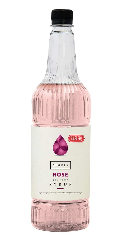 Simply Sugar Free Rose Syrup, Low Calorie, Vegan & Nut Free Flavoured Syrup for Coffee, Cocktails & Baking (1 Litre)