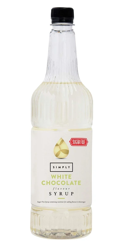 Simply Sugar Free White Chocolate Syrup, Low Calorie, Vegan & Nut Free Flavoured Syrup for Coffee, Cocktails & Baking (1 Litre)