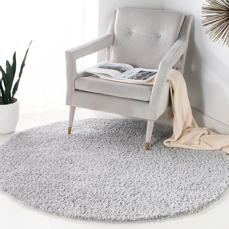 Safavieh August Shag Collection Shaggy Rug for Living Room Dining Room Bedroom Short Pile Silver 4ft x 4ft