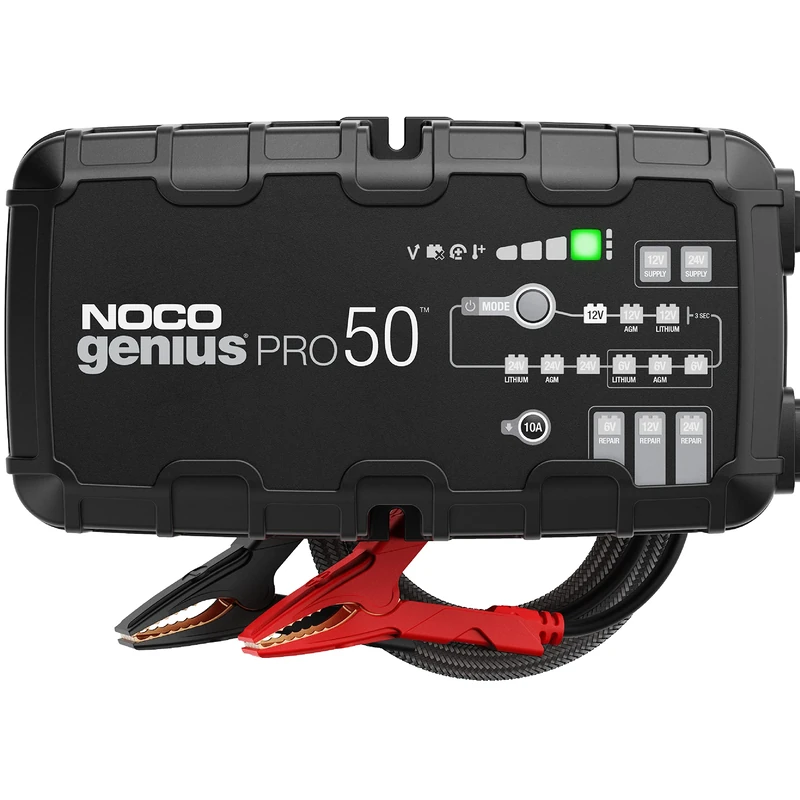 NOCO GENIUSPRO50: 50A 6V/12V/24V Professional Smart Battery Charger – Maintainer, Desulfator & Power Supply with Overcharge Protection & Thermal Compensation – For Lead-Acid & Lithium Batteries
