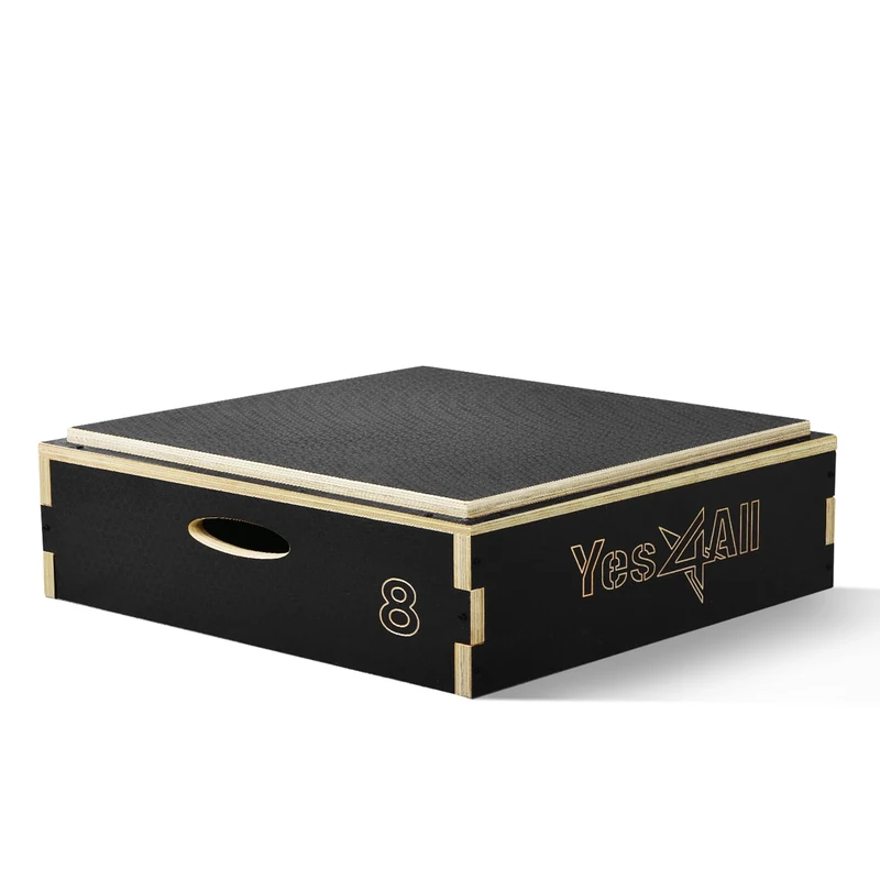 Yes4All Stackable Wood Plyo Box/Plyometric Jump Box - Black 8”