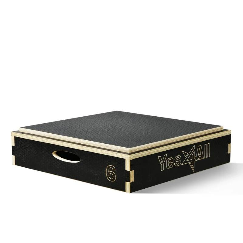 Yes4All QH8D 3 In 1 Wooden Plyo Box with Non-slip Surface, 15.2 cm H, Plyometric Box Platform For Jump Training, Jump Boxes For Home Gym Exercise And Outdoor Workout, Black