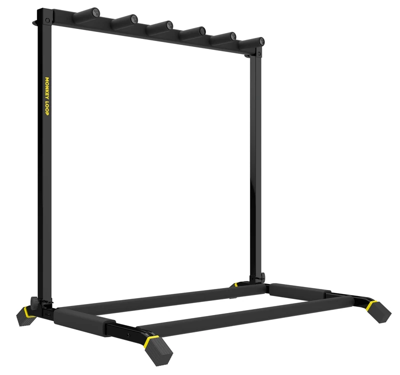 Monkey Loop Floor Prime 5 - Floor Stand for 5 Guitars or Bass - Stand Compatible with Electric Guitars and Electric Bass - Foam Filled Rests - Scratch Resistant