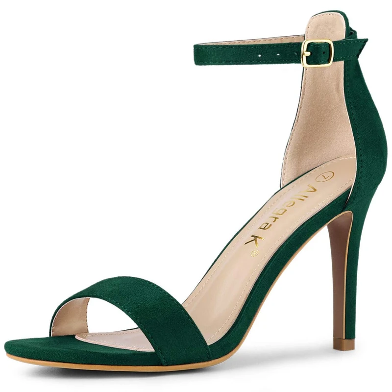 Allegra K Women's Suede Ankle Strap High Stiletto Heels Sandals Dark Green 5.5 UK/Label Size 7.5 US