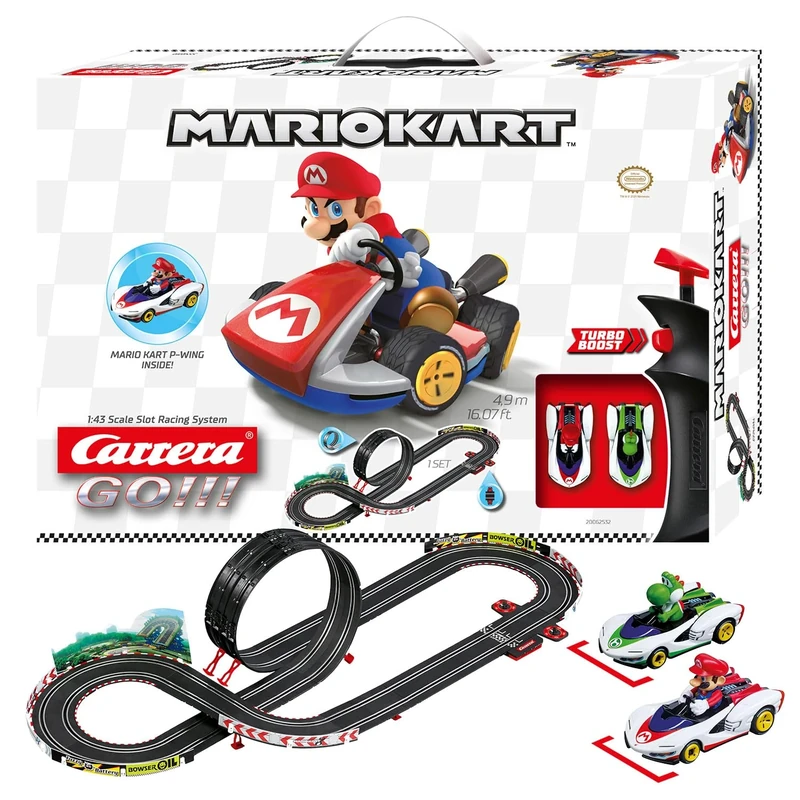 Carrera GO!!! Mario Kart P-Wing Race Track Set I Racetracks and Licensed Slot Cars | Up to 2 Players | For Boys and Girls from 6 Years and Adults