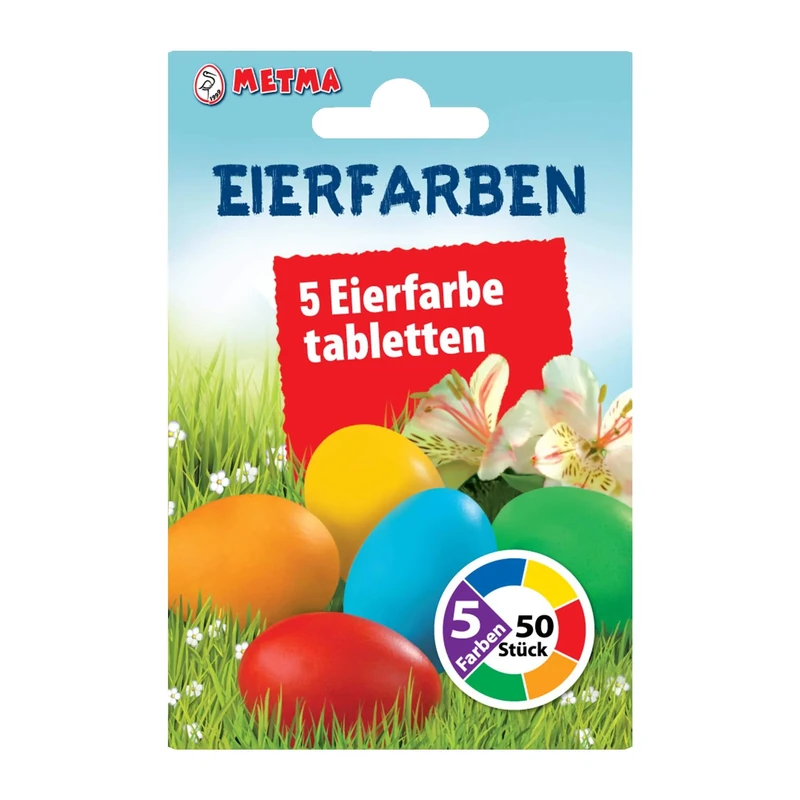 Metma Egg Dyeing Tablets - 5 Color Set for Easter Eggs - Image 1