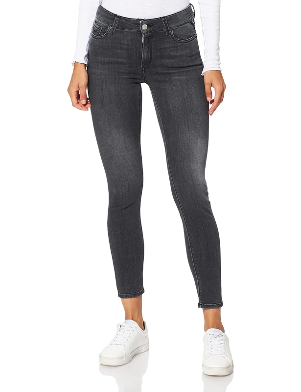 REPLAY Damen Jeans Luzien Skinny-Fit mit Power Stretch, Dark Grey 097 (Grau), 28W / 28L