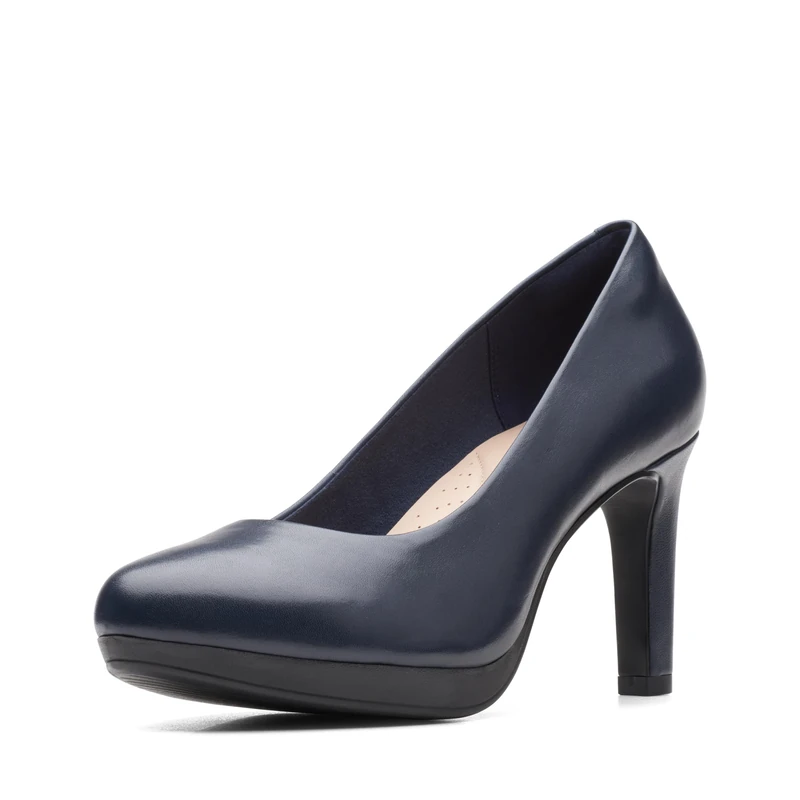 Clarks Women's 261626674 Pump, Navy leather, 3.5 UK