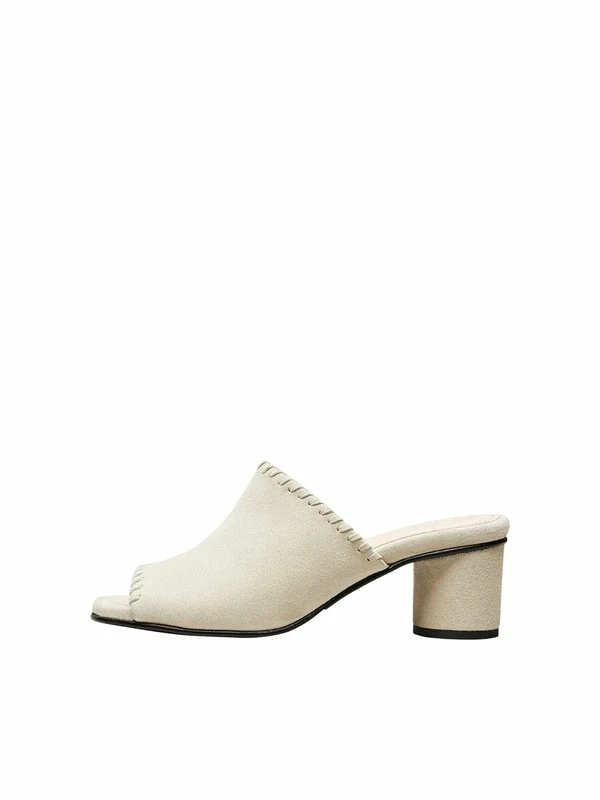 SELECTED FEMME Women's Slfmerle New Suede High Heel Mule B Pump, Sand, 6 UK