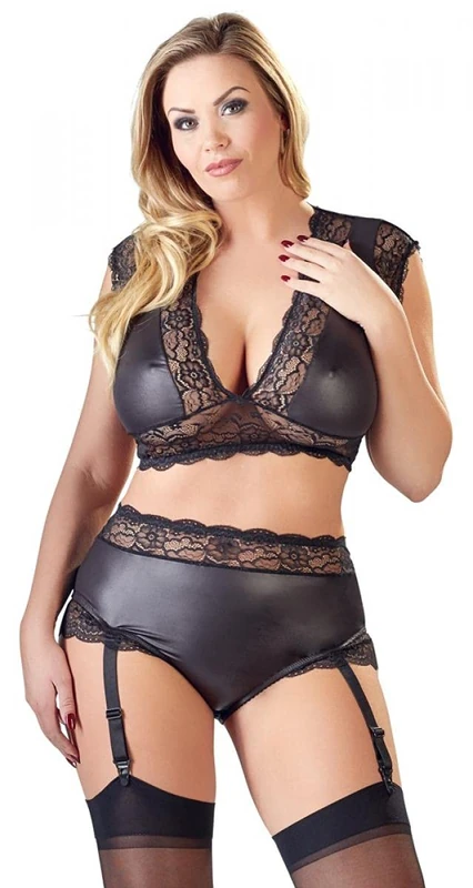 Cottelli Curves Bra and Briefs-22511911071 Black 3XL