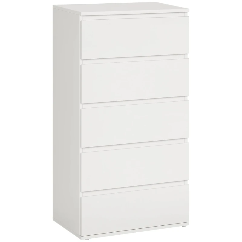 HOMCOM Chest of Drawers, 5 Drawers Storage Cabinet Floor Tower Cupboard for Bedroom Living Room, White