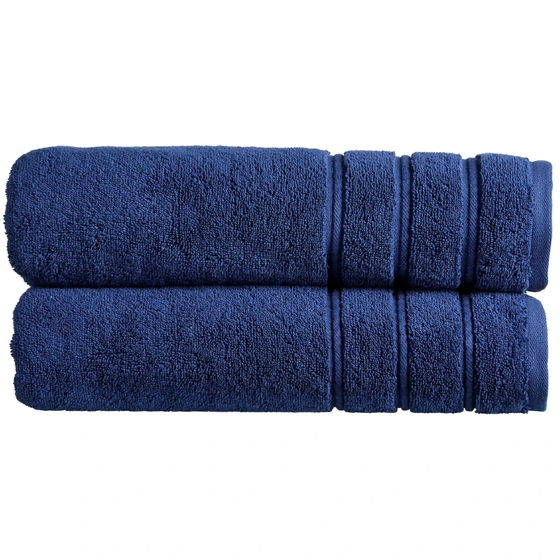 Christy Antalya Large Bath Sheets | Set of 2 | 100% Turkish Cotton | 600GSM | Soft Plush Luxury Bath Towels | 90cm x 150cm | Quick Dry | Denim Blue