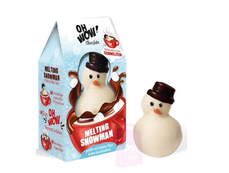 Delicious Melting Snowman Hot Chocolate Bomb with Milk Chocolate Chips and Mini Marshmallows - Christmas Gift Stocking Filler - 75g