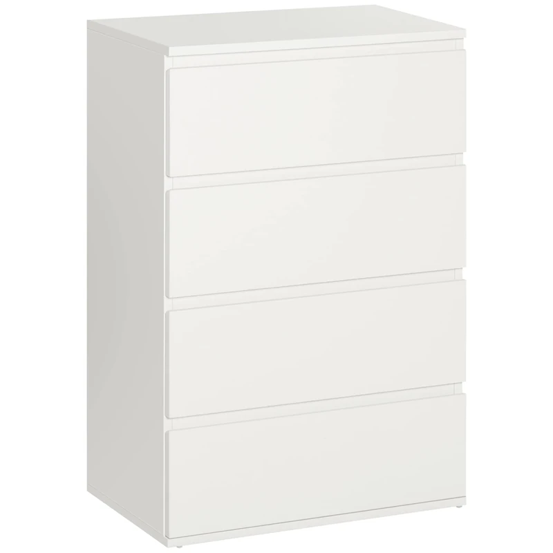 HOMCOM Chest of Drawers, 4 Drawers Storage Cabinet Floor Tower Cupboard for Bedroom Living Room, White