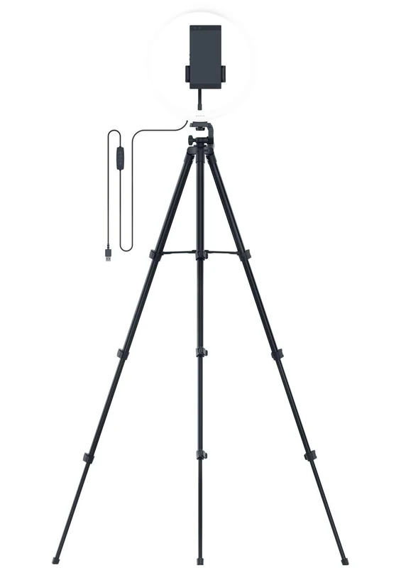 Razer Ring Light - 12 Inch USB LED Ring Light with Tripod for PC and Mobile Streaming (Adjustable Light Spectrum and Brightness, Flexible Mounting Options) Black