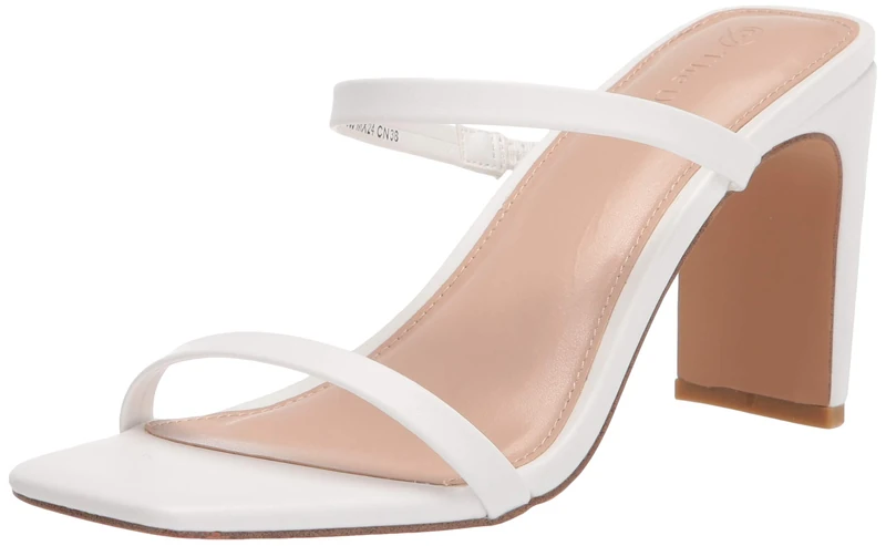 The Drop Women's Avery Square-Toe Two-Strap High Heeled Sandal, White, 3 UK