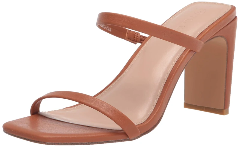The Drop Women's Avery Square-Toe Two-Strap High Heeled Sandal, Toffee, 5.5 UK