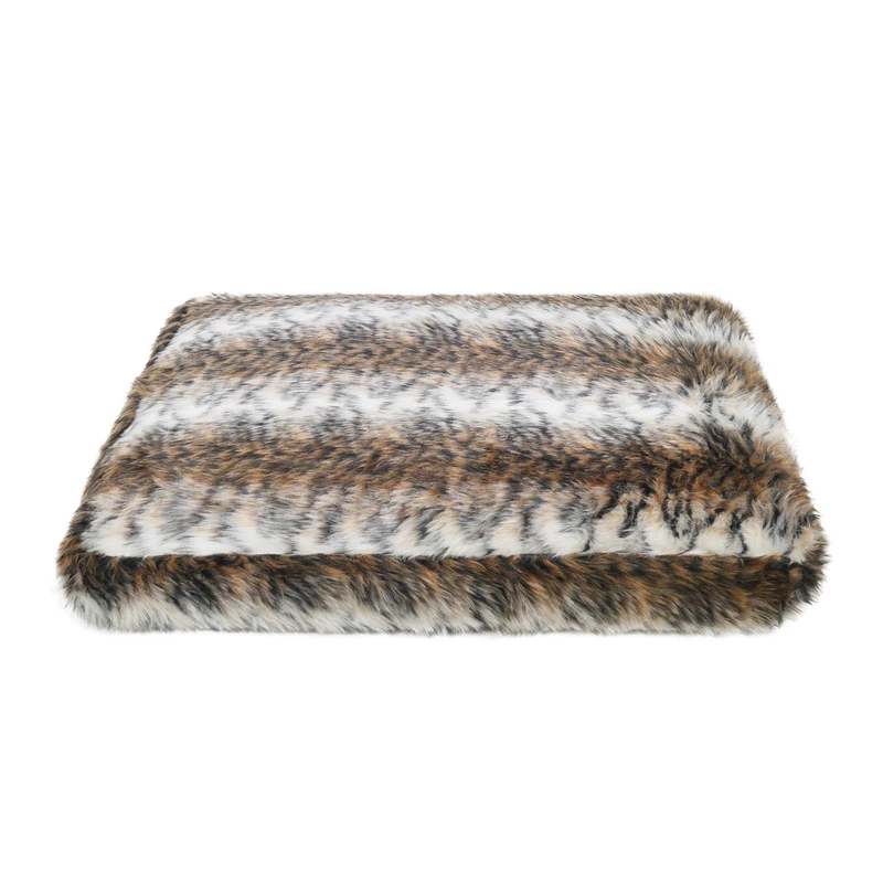 Rosewood Brown Cosy Fur Print Dog Mattress, Large, 80 x 62cm