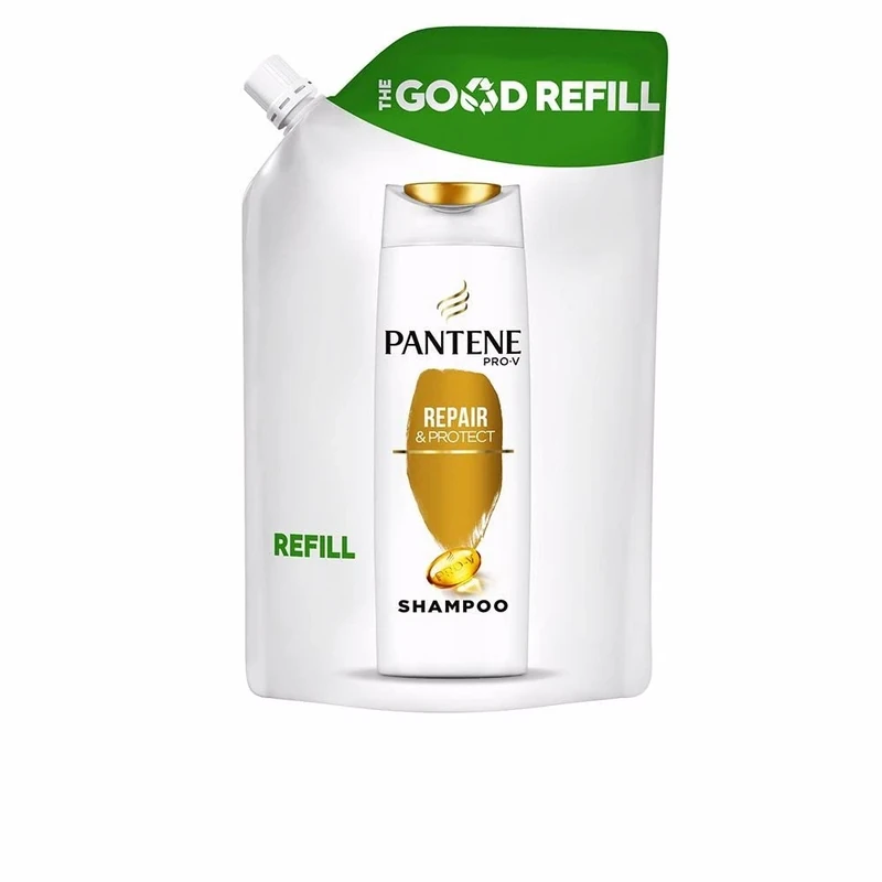 Pantene Repair & Protect Silicone-free Shampoo for Damaged Hair in a Refill Pouch, Sustainable Gift Set with 60% Less Plastic, Instantly Reverses Signs of Damage, 480 ml