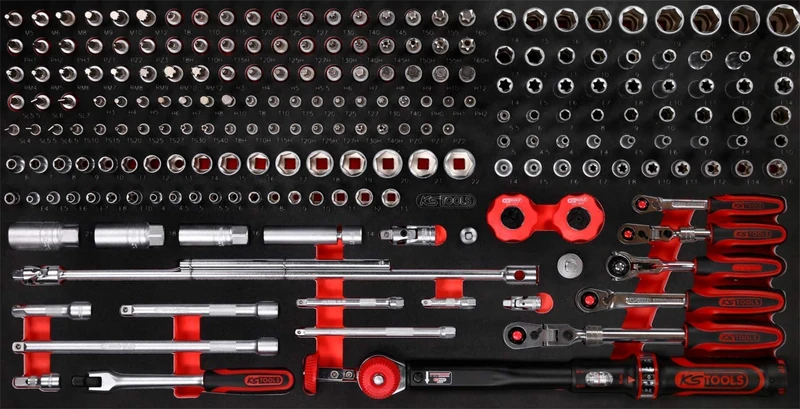KS Tools 813.0213 1/4 Inch + 3/8 Inch Socket Spanner Set in Foam Insert 213 Pieces