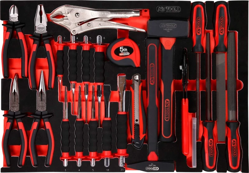 KS Tools Performance Plus 811.0033 Tool Set 33 Pieces Pliers Hammer Chisel