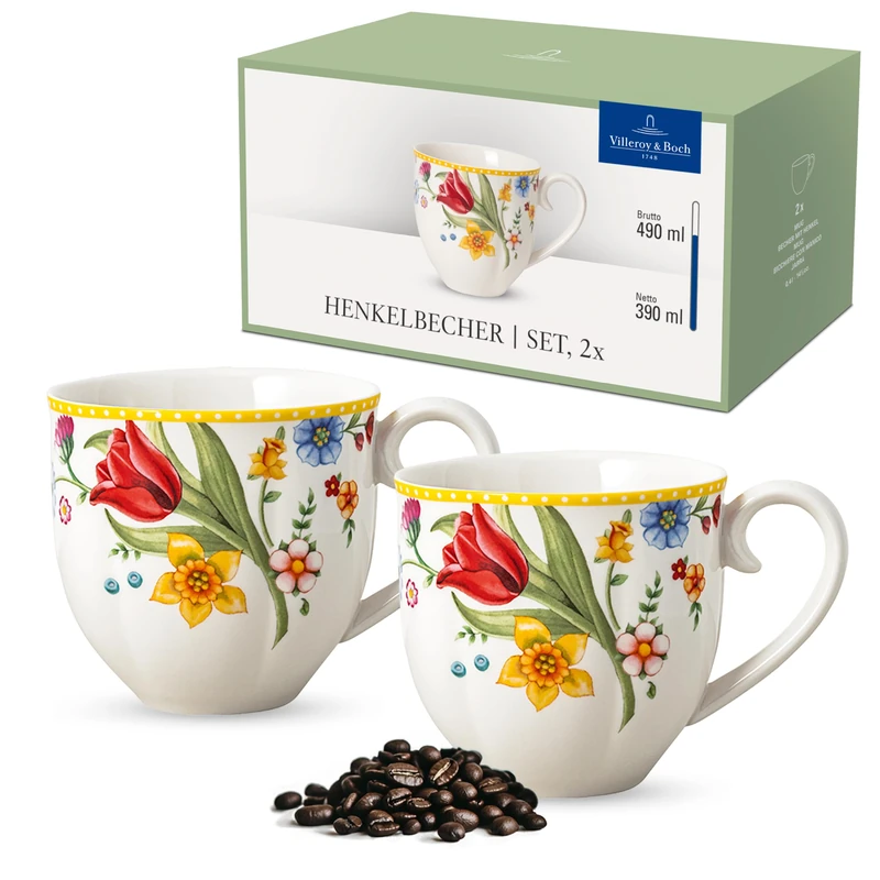 Villeroy & Boch – Spring Awakening Coffee Mug Set 400 ml 2 Pieces, Microwave Safe, Easter Decorations Home, Easter Gifts for Adults, Coffee Mugs Large, Ceramic Cups for Tea, Premium Porcelain