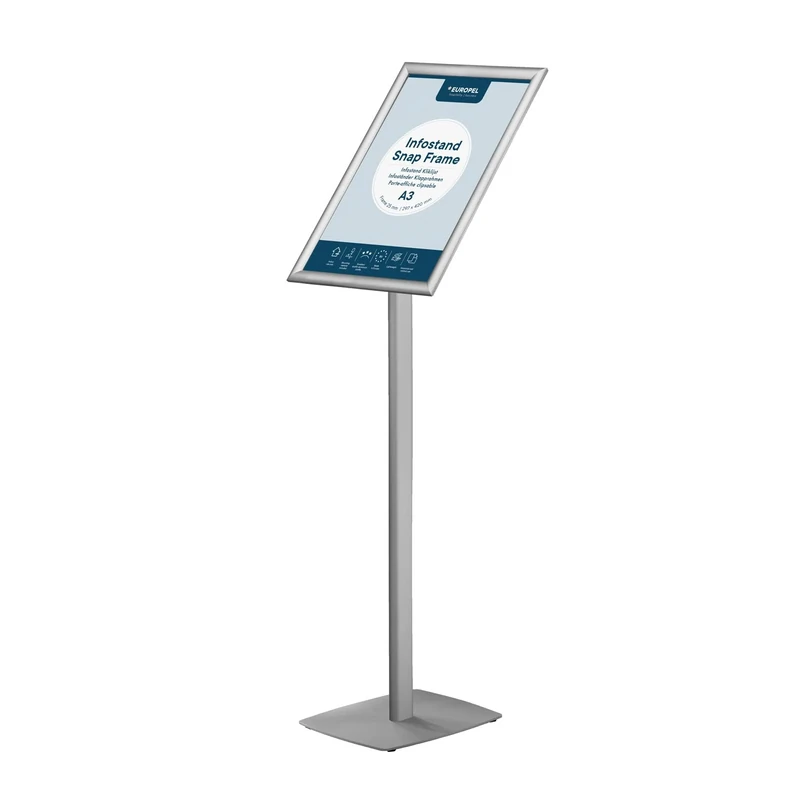 EUROPEL A3 Poster Display Stand – Magnetic Floor Standing Sign Holder Ideal for Advertising, offers, Informance or notices with Aluminium Anodised Construction & Non-Glare Cover