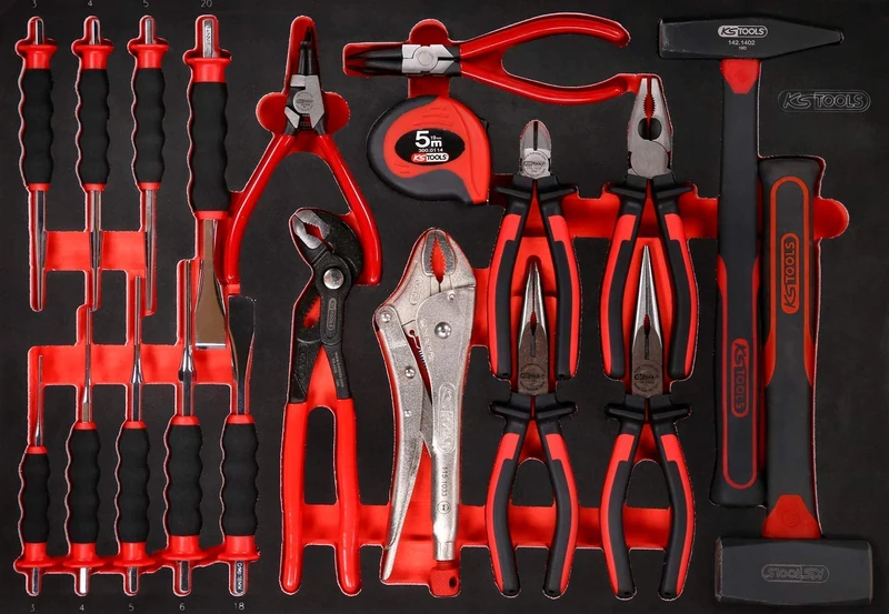 KS Tools 811.2022 Performance Plus Tool Set 22 Pieces Pliers Hammer Chisel