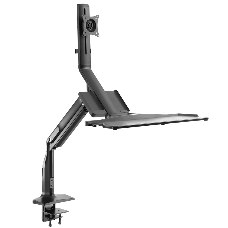 RICOO Monitor Mount with 2 x USB 3.0 for 17-32 Inch VESA Desk Mount TS5411 Monitor Arm with Keyboard Tray Screen Mount Monitor Stand Arms for Computer Monitors