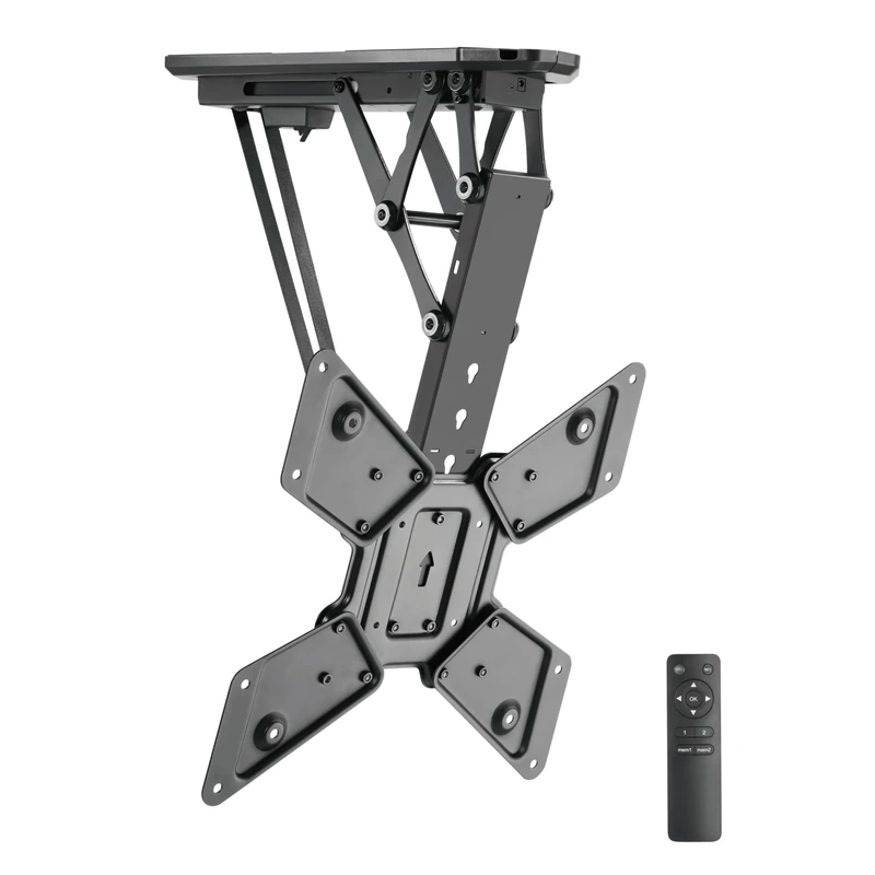 RICOO TV Ceiling Mount Electric Folding TV Mount for 32-55 Inch TV Mount Ceiling Smart Ceiling Mounting Sloping Lift Ceiling Mount up to 30 kg & VESA 400 x 400 mm