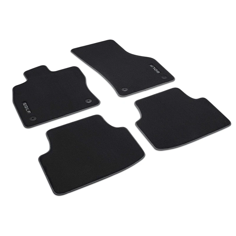 Volkswagen 5H9061270WGK Floor Mats Premium Textile Floor Mats 4 x Velour Fabric Mats with Golf Lettering, Only for Variant, Not for Mild-Hybrid/eTSI/MHEV (PR-Code 0K4), Black