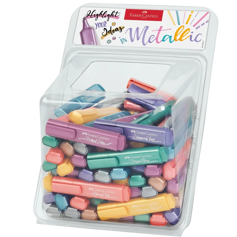 Faber-Castell Textliner 46 Assorted Metallic Colours - Pot of 100